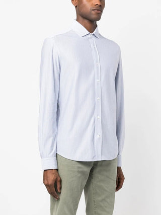 Brunello Cucinelli Cotton Striped Spread-Collar Dress Shirt