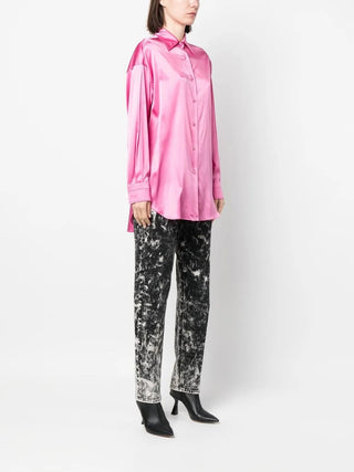 Tom Ford Satin Pointed-Collar Button-Down Shirt Pink