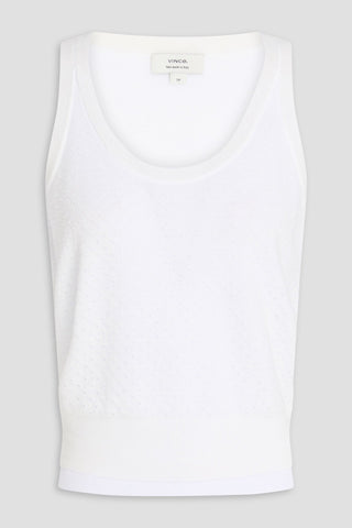 VINCE POINTELLE-KNIT COTTON-BLEND TOP - Size S