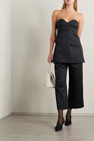 PROENZA SCHOULER STRAPLESS COTTON AND WOOL-BLEND TWILL TUNIC - Size 8