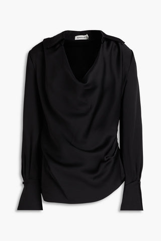 SIMKHAI SYMONE DRAPED SATIN-CREPE BLOUSE - Size 6