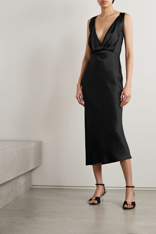 KHAITE MILO SILK-SATIN MIDI DRESS - Size 6