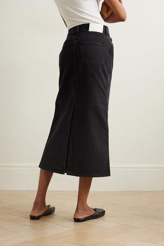 LOULOU STUDIO RONA DENIM MIDI SKIRT - Size S
