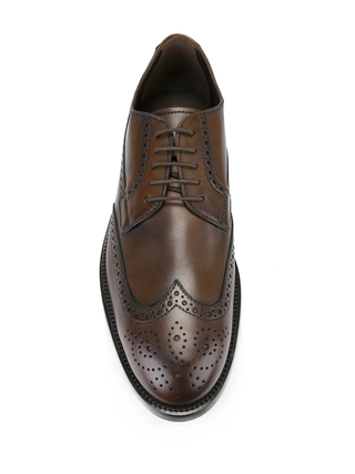 Tods Burnished Leather Wingtip Brogue Derby Shoes