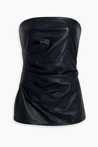 PROENZA SCHOULER STRAPLESS DRAPED LEATHER TOP - Size 2