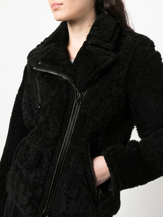 Tom Ford Curly Shearling Asymmetrical Zip Biker Jacket