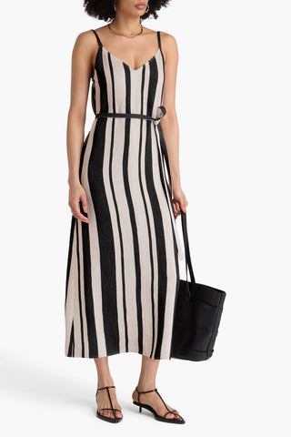 JOSEPH DALOU STRIPED GAUZE MIDI DRESS - Size 38