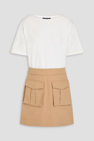 VERONICA BEARD ELOWYN JERSEY-PANELED COTTON-GABARDINE MINI DRESS - Size XS