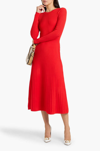 VERONICA BEARD NAMI POINTELLE AND RIBBED-KNIT MIDI DRESS - Size S