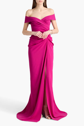 RHEA COSTA DRAPED CREPE GOWN - Size 50