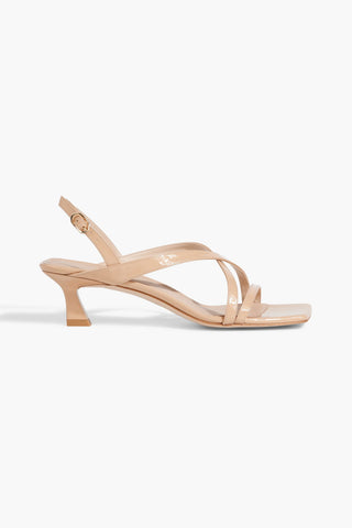 STUART WEITZMAN OASIS 50 PATENT-LEATHER SLINGBACK SANDALS - Size 8