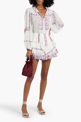 ISABEL MARANT JOCADIA TIERED EMBROIDERED COTTON-GAUZE SHORTS - Size 42