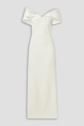 SOLACE LONDON DAKOTA OFF-THE-SHOULDER CREPE AND SATIN-TWILL GOWN - Size 10