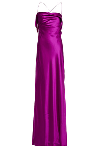 MICHELLE MASON DRAPED SILK-SATIN GOWN - Size 6