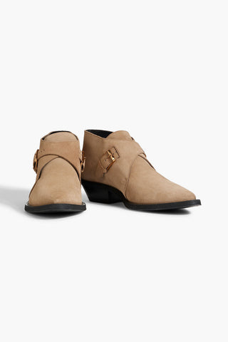 TOD'S BUCKLED SUEDE ANKLE BOOTS - Size 36