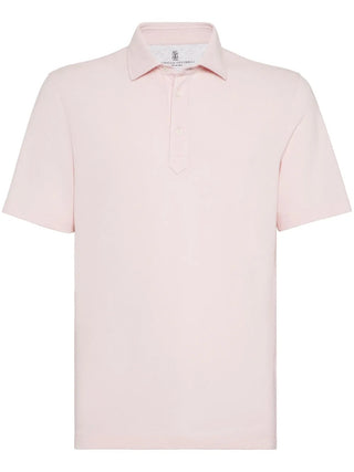 Brunello Cucinelli Cotton Piqué Three-Button Polo Shirt Pale Pink