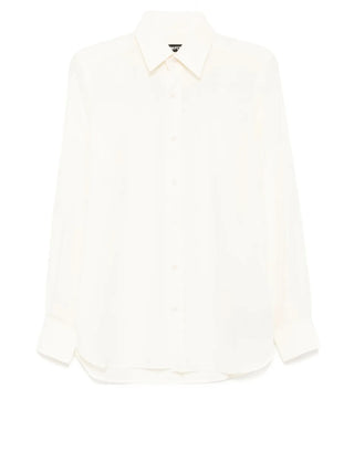 Tom Ford Silk Point-Collar Button-Down Shirt White