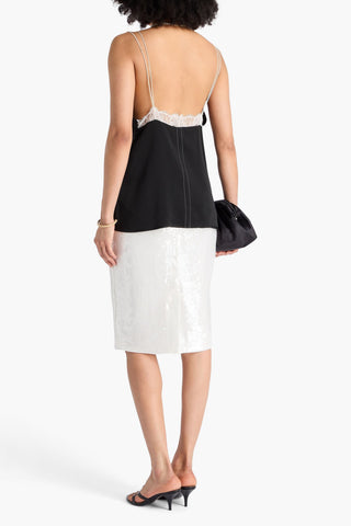 VICTORIA BECKHAM LACE-TRIMMED SATIN-CREPE CAMISOLE - Size 6