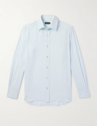 Tom Ford Silk Point-Collar Button-Down Shirt Light Blue