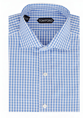 Tom Ford Men’s Light Blue Checkered Button Down Dress Shirt