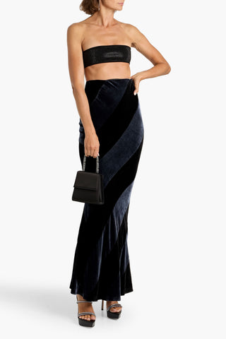 RETROFÊTE VENUS STRIPED VELVET MAXI SKIRT - Size XS