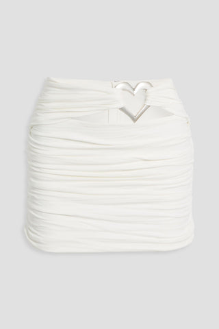 AREA RUCHED EMBELLISHED STRETCH-JERSEY MINI SKIRT - Size S