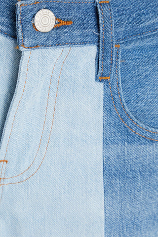 FRAME SPLIT SEAM TWO-TONE HIGH-RISE WIDE-LEG JEANS - Size 26