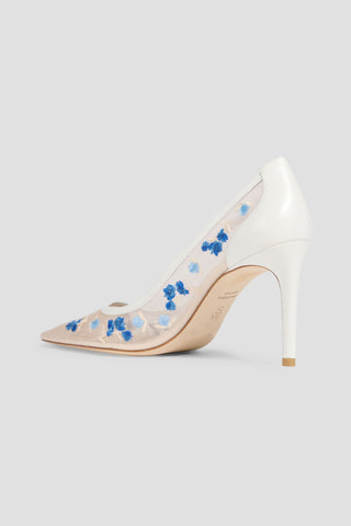 STUART WEITZMAN STUART POWER 85 EMBROIDERED TULLE AND LEATHER PUMPS - Size 8