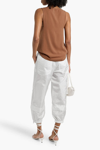TIBI CROPPED CRINKLED-SHELL TAPERED PANTS - Size S