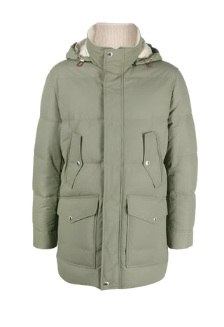 Brunello Cucinelli Padded Hooded Puffer Parka Jacket with Flap Pockets
