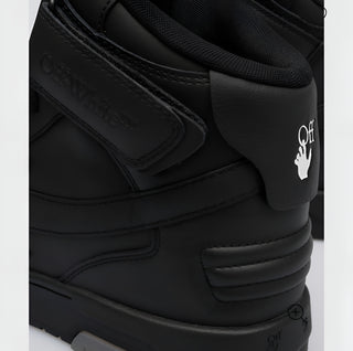 OFF WHITE Leather High-Top Sneakers with Ankle Strap Black