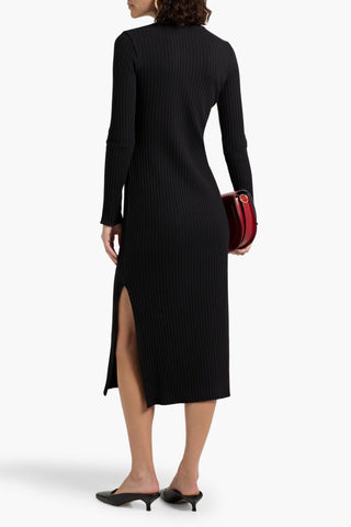 VINCE RIBBED COTTON-BLEND MIDI DRESS - Size XL