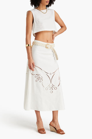 CHLOÉ BRODERIE ANGLAISE MIDI SKIRT - Size 44