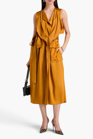 VICTORIA BECKHAM DRAPED SATIN MIDI WRAP DRESS - Size 6