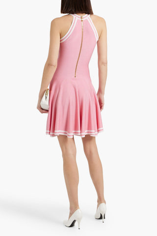 BALMAIN STRIPED JACQUARD-KNIT MINI DRESS - Size 36