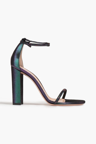 GIANVITO ROSSI EMBELLISHED IRIDESCENT SUEDE SANDALS - Size 40