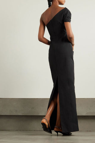 16ARLINGTON REATTA ONE-SHOULDER GATHERED CREPE GOWN - Size 8