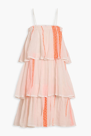 LEMLEM TIERED COTTON-BLEND JACQUARD DRESS - Size S