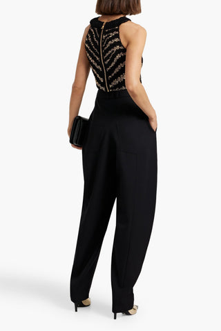BALMAIN GRAIN DE POUDRE WOOL TAPERED PANTS - Size 34