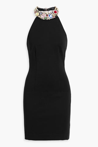 AREA EMBELLISHED CADY HALTERNECK MINI DRESS - Size XL