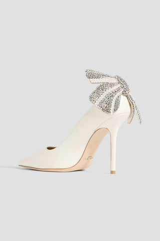 JIMMY CHOO LOVE 100 BOW-EMBELLISHED LEATHER PUMPS - Size 36.5
