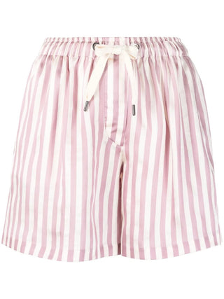 Brunello Cucinelli Striped Pleated Bermuda Shorts in Ametista