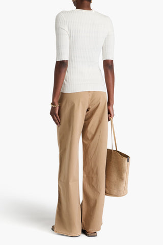 VERONICA BEARD CALLIOPE RIBBED-KNIT TOP - Size L