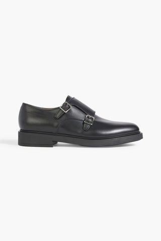 GIANVITO ROSSI SCOTT LEATHER MONK-STRAP SHOES - Size 43.5