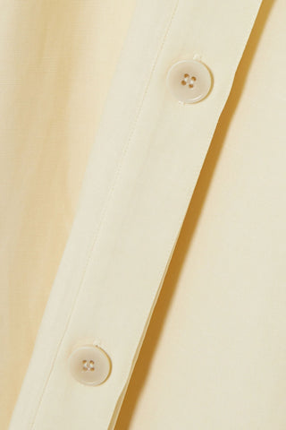 TOTEME BUTTON-DETAILED TENCEL LYOCELL AND LINEN-BLEND MIDI SKIRT - Size 34