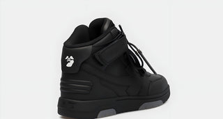 OFF WHITE Leather High-Top Sneakers with Ankle Strap Black