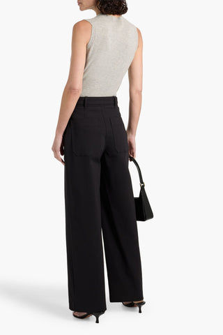 THEORY BELTED COTTON-BLEND TWILL WIDE-LEG PANTS - Size 2