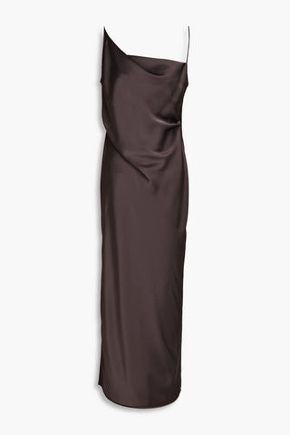 NANUSHKA LENNIE DRAPED SATIN MIDI SLIP DRESS - Size S