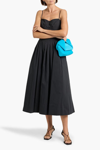 SIMKHAI PLEATED COTTON-BLEND POPLIN MIDI DRESS - Size 4