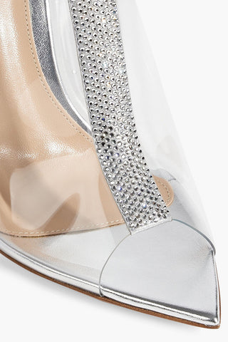 GIANVITO ROSSI SIGMA 105 CRYSTAL-EMBELLISHED PVC MULES - Size 40